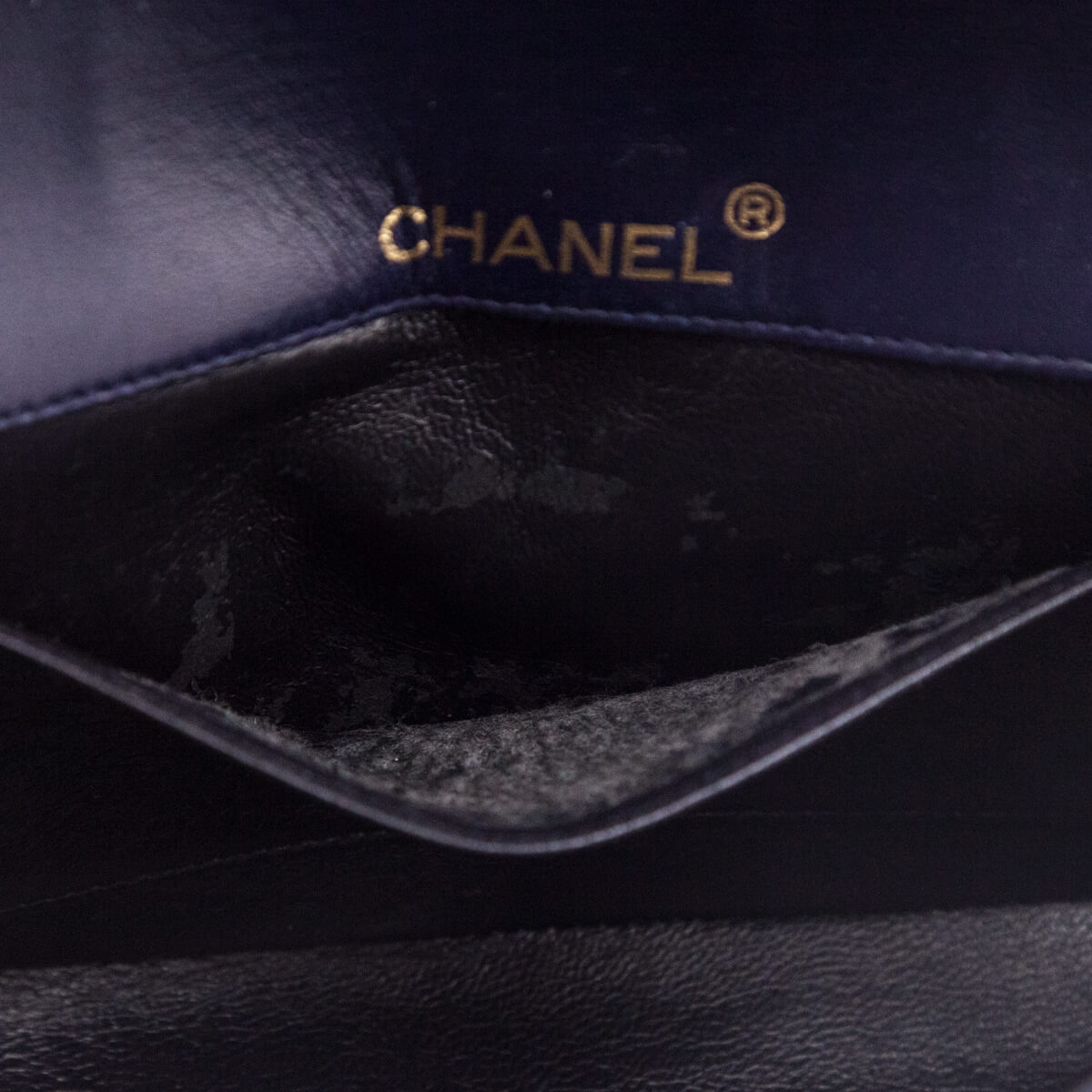 Chanel Navy Blue Lambskin Quilted Vintage Pointed Flap Bag