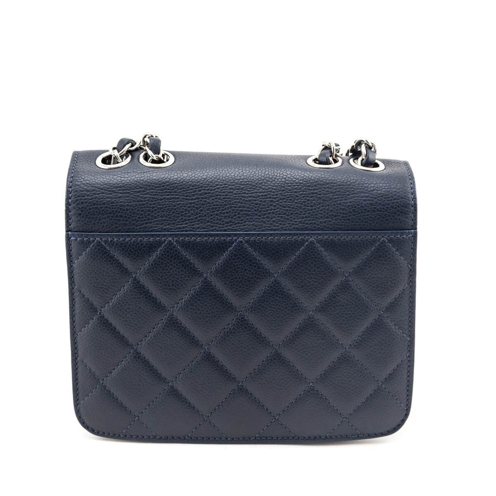Chanel Navy Caviar Quilted CC Box Flap