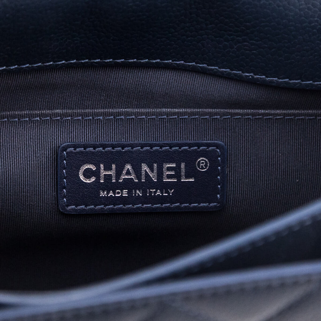 Chanel Navy Caviar Quilted CC Box Flap