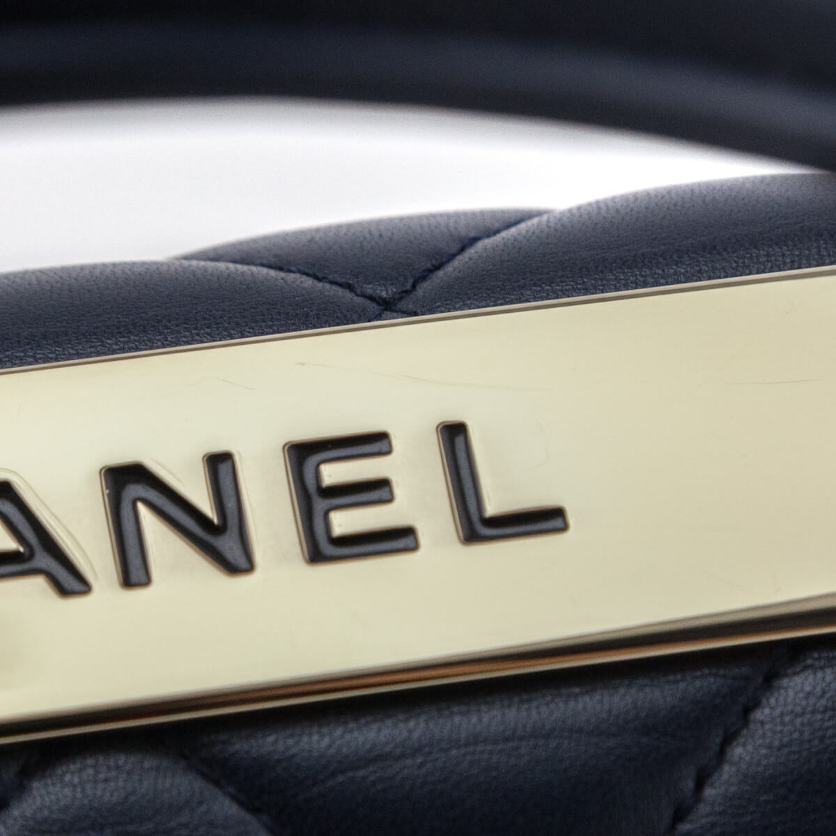 Chanel Navy Quilted Lambskin Small Trendy CC Top Handle Flap Bag
