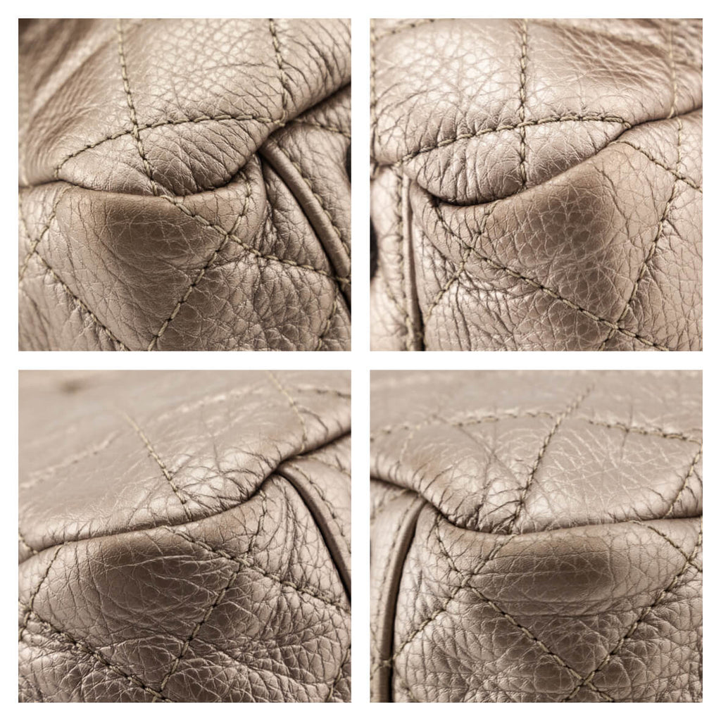 Chanel Pale Gold Metallic Calfskin Quilted XXL Travel Flap Bag