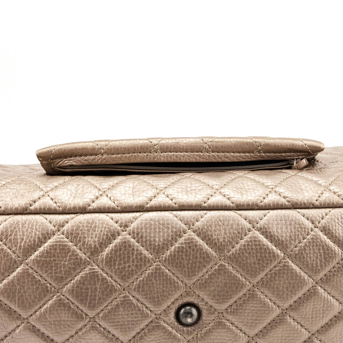 Chanel Pale Gold Metallic Calfskin Quilted XXL Travel Flap Bag