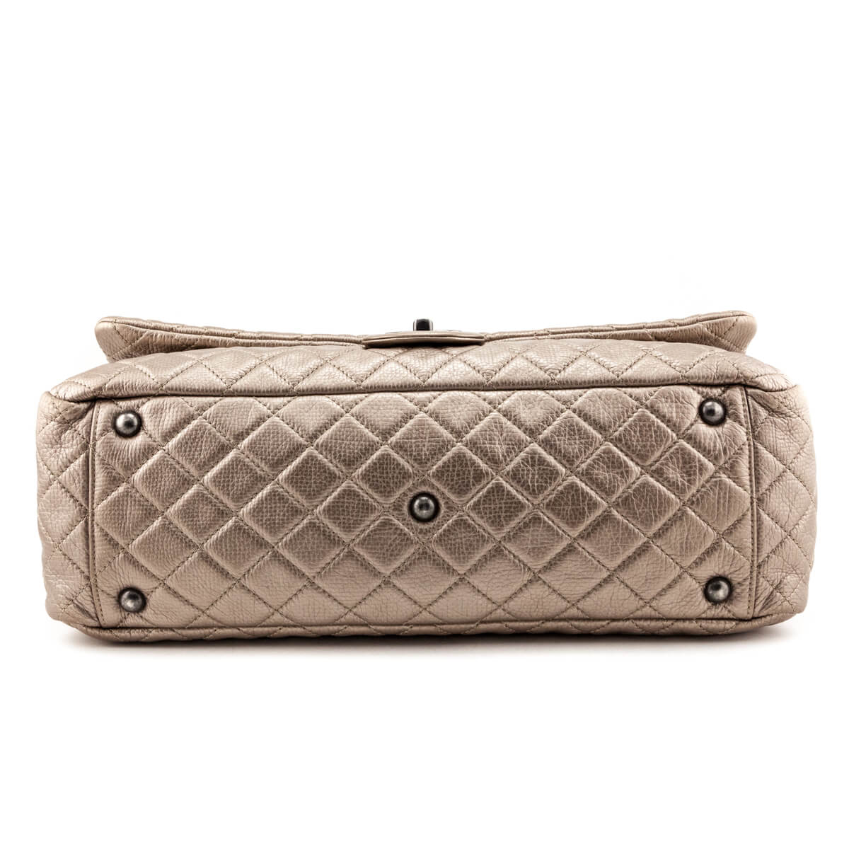 Chanel Pale Gold Metallic Calfskin Quilted XXL Travel Flap Bag
