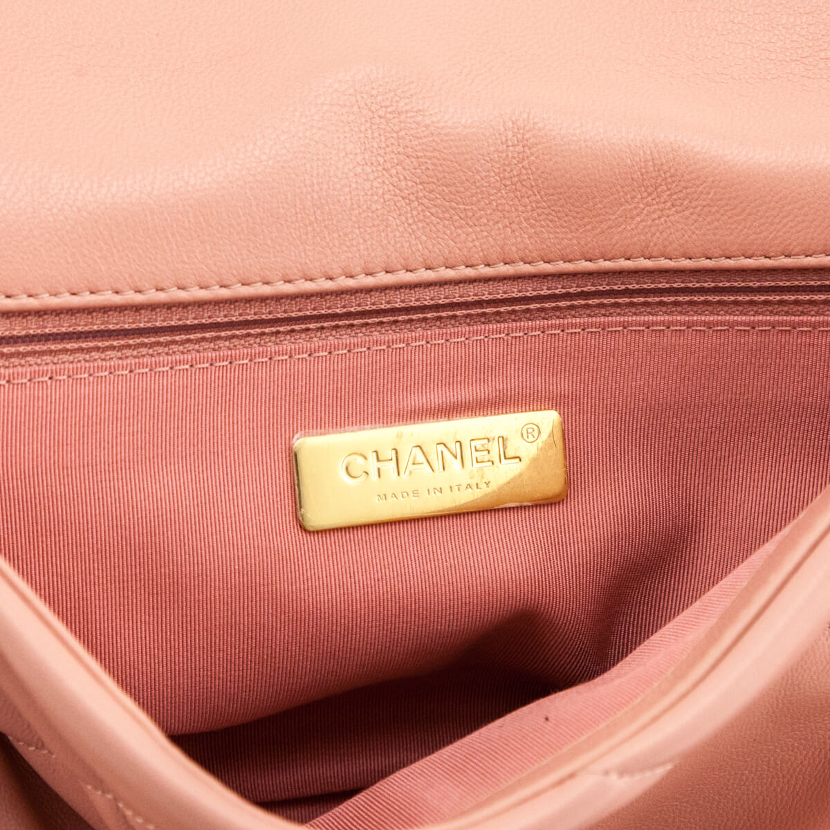Chanel Pink Shiny Goatskin Quilted Medium Chanel 19 Flap Bag