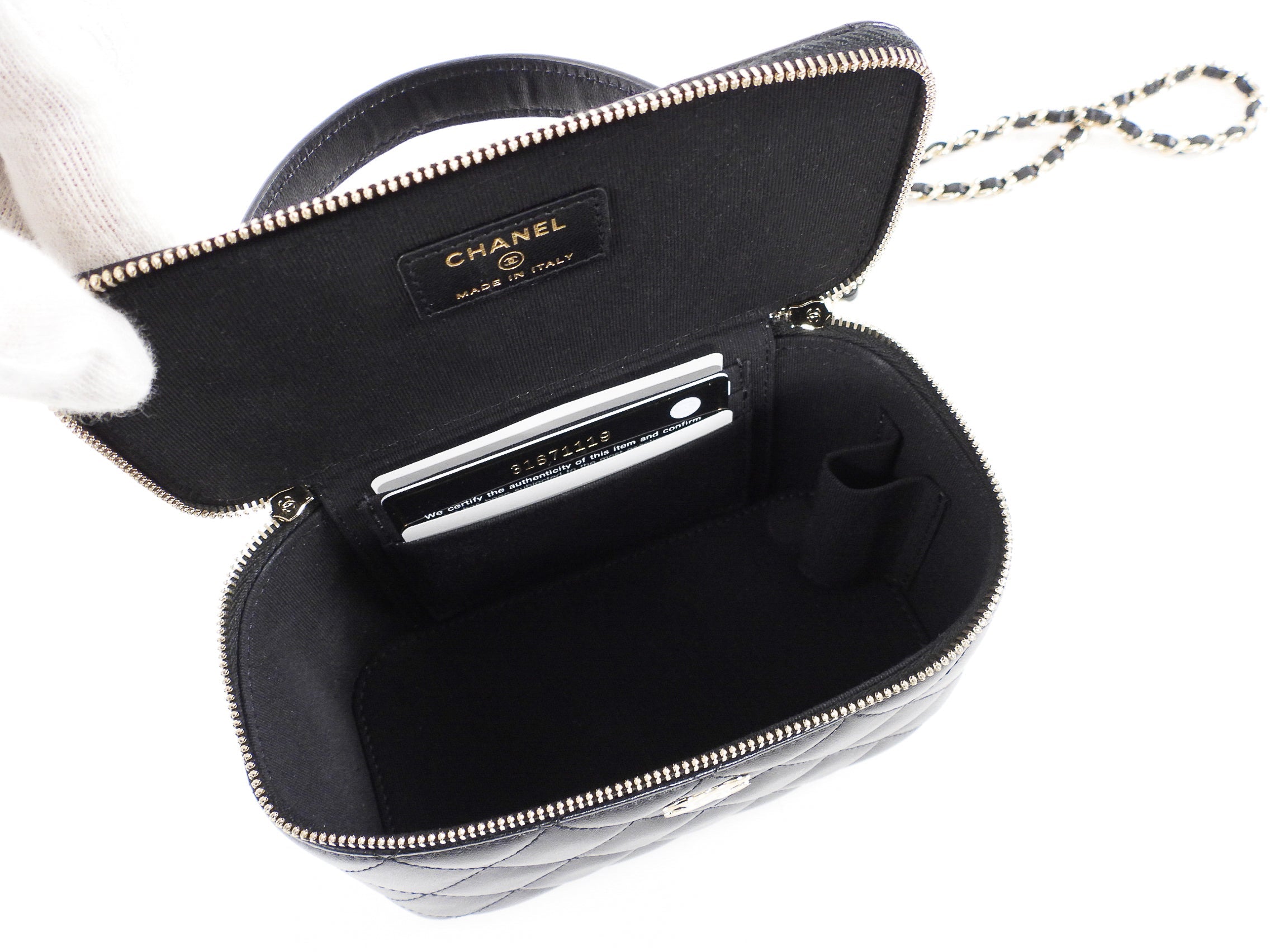 Chanel 21S Black Lambskin Classic Vanity Bag with Chain