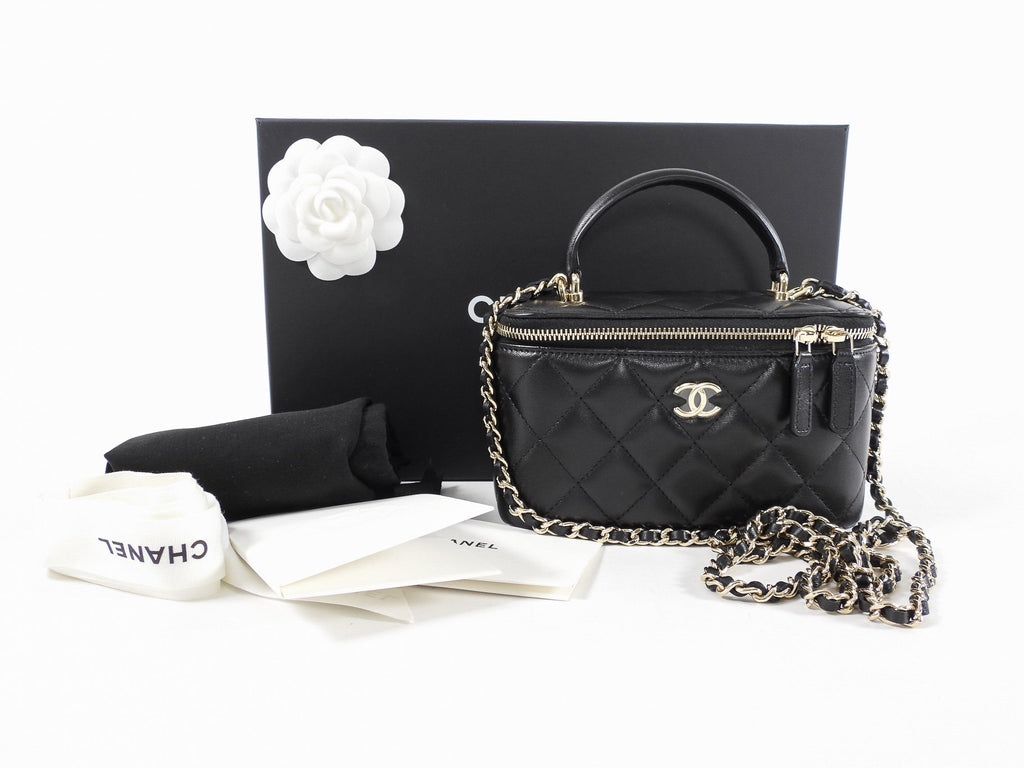 Chanel 21S Black Lambskin Classic Vanity Bag with Chain