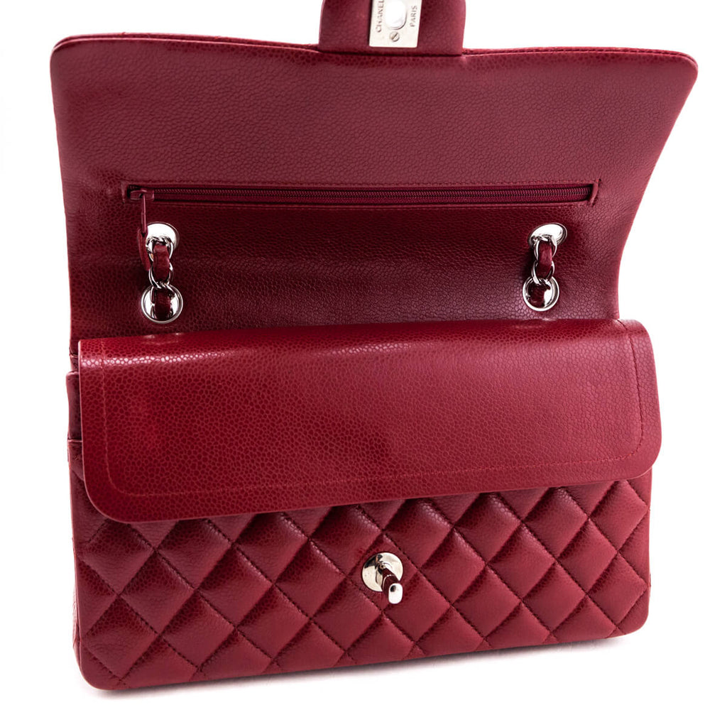 Chanel Red Quilted Caviar Classic Medium Double Flap Bag