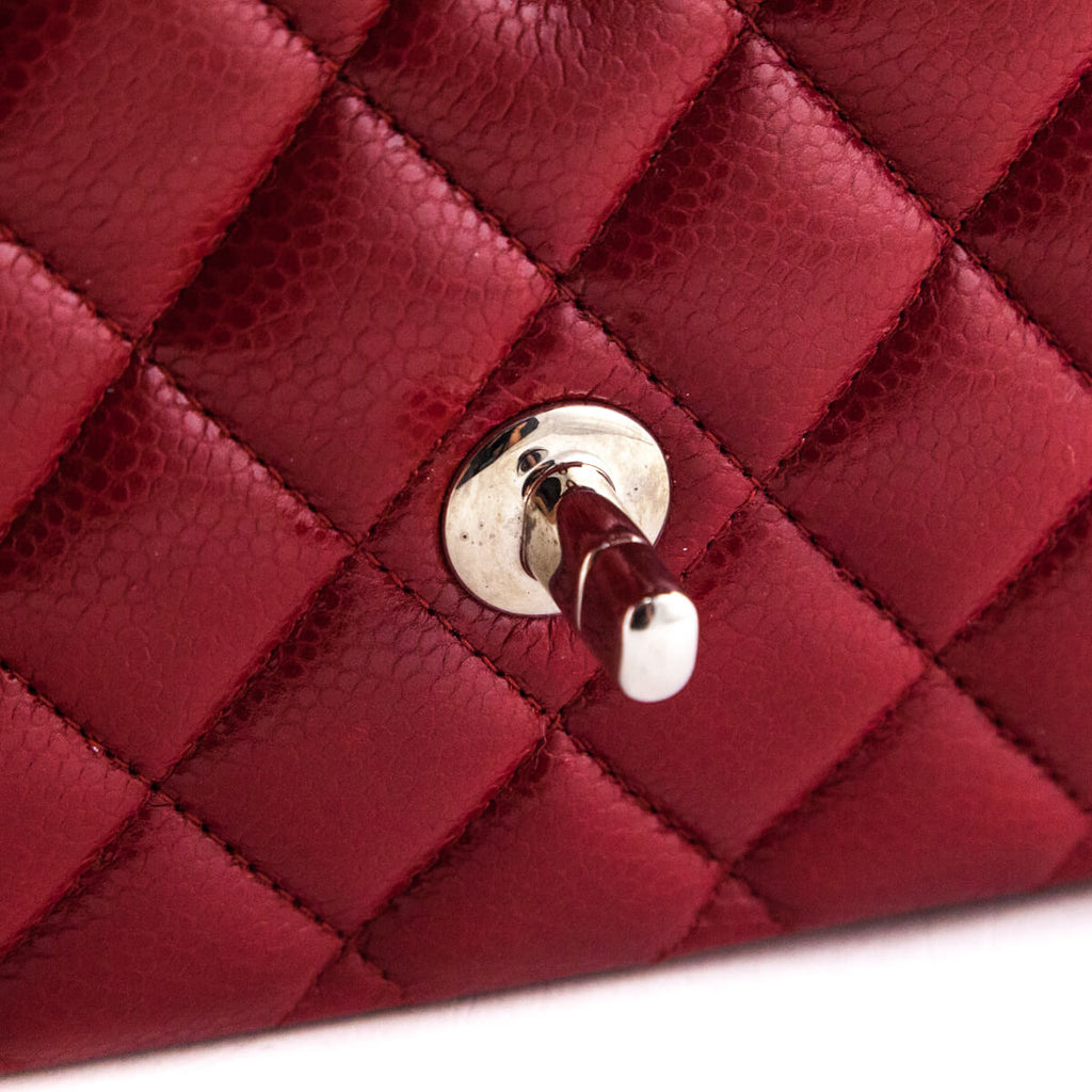 Chanel Red Quilted Caviar Classic Medium Double Flap Bag
