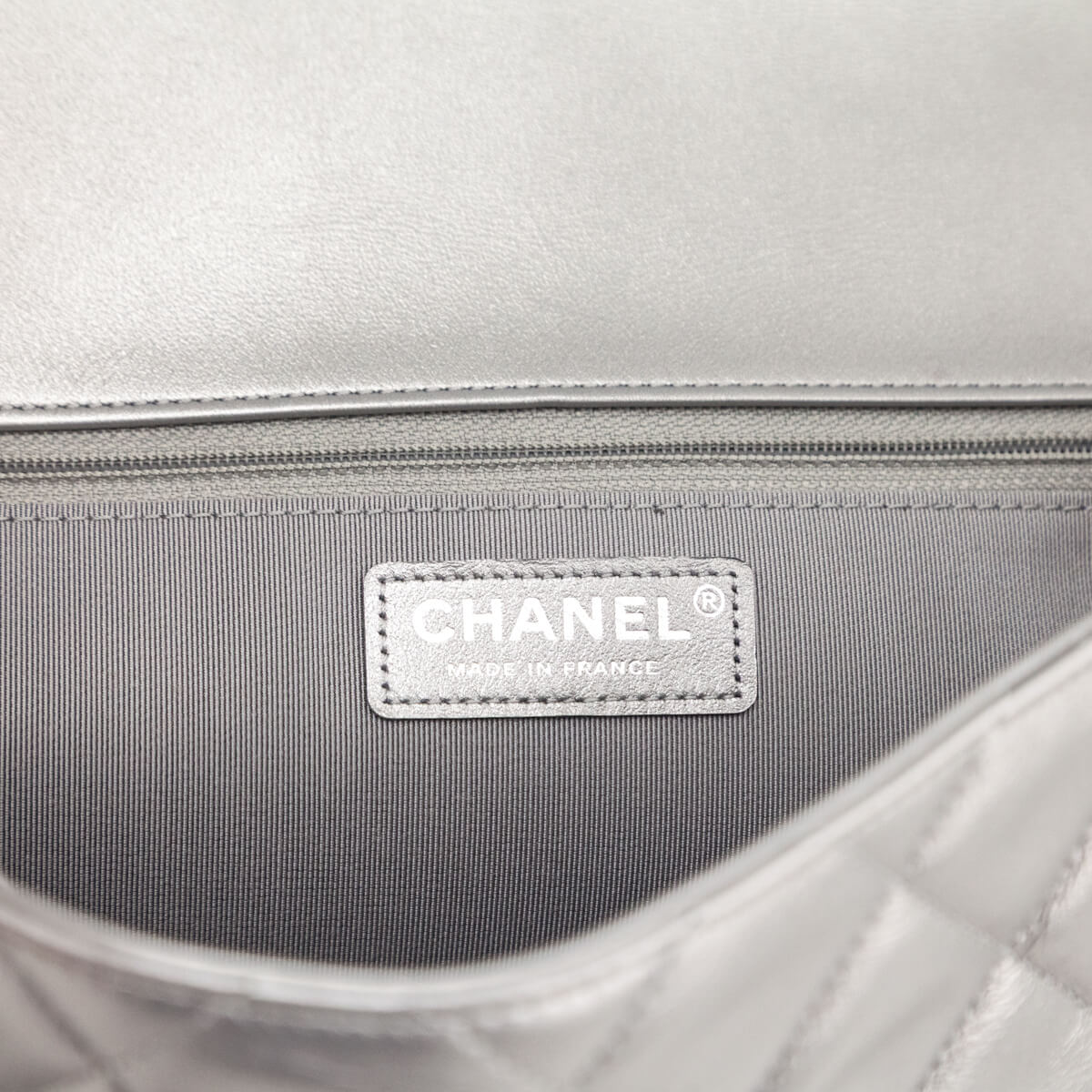 Chanel Silver Lambskin Quilted Large Chain All Over Flap Bag