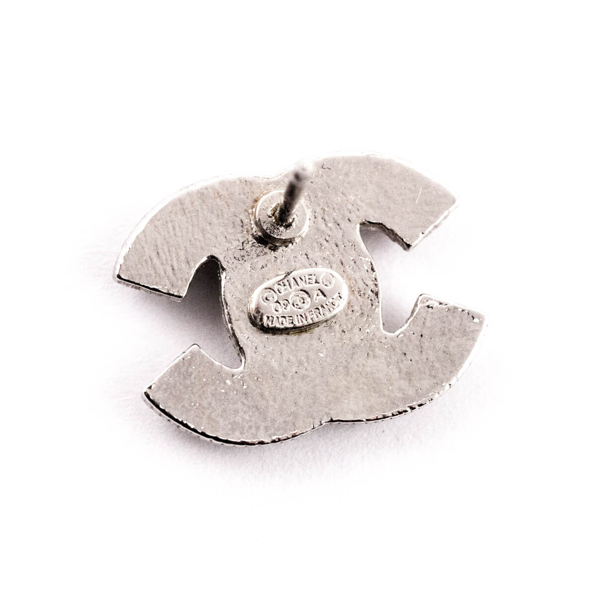 Chanel Silver Strass CC Stud Earrings