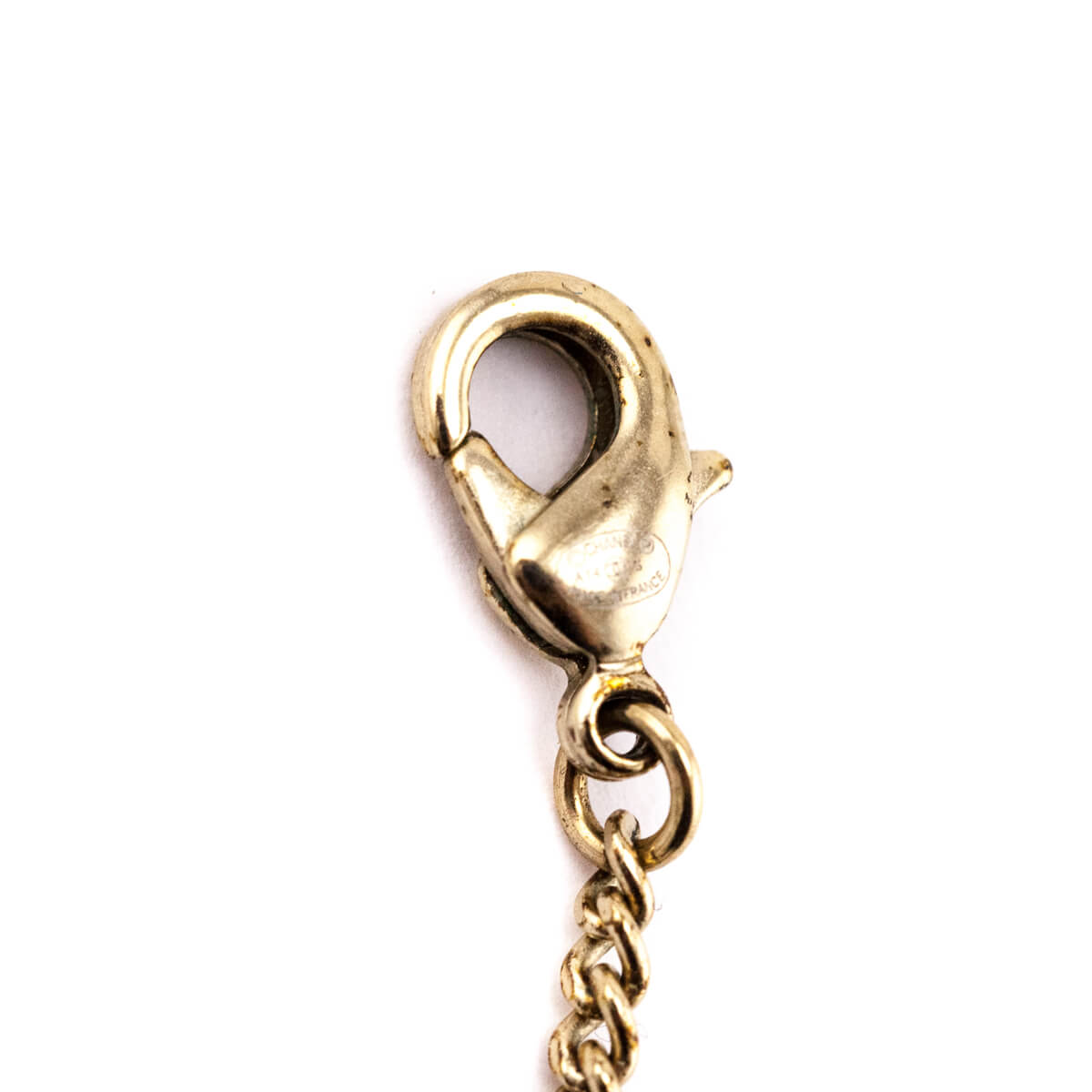 Chanel Pale Gold-Tone & Faux Pearl CC Pendant Necklace