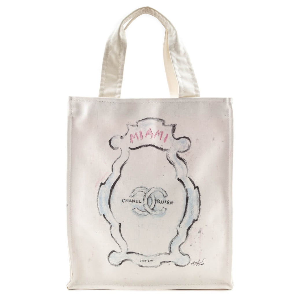 Chanel White Canvas Chanel Cruise Miami Tote