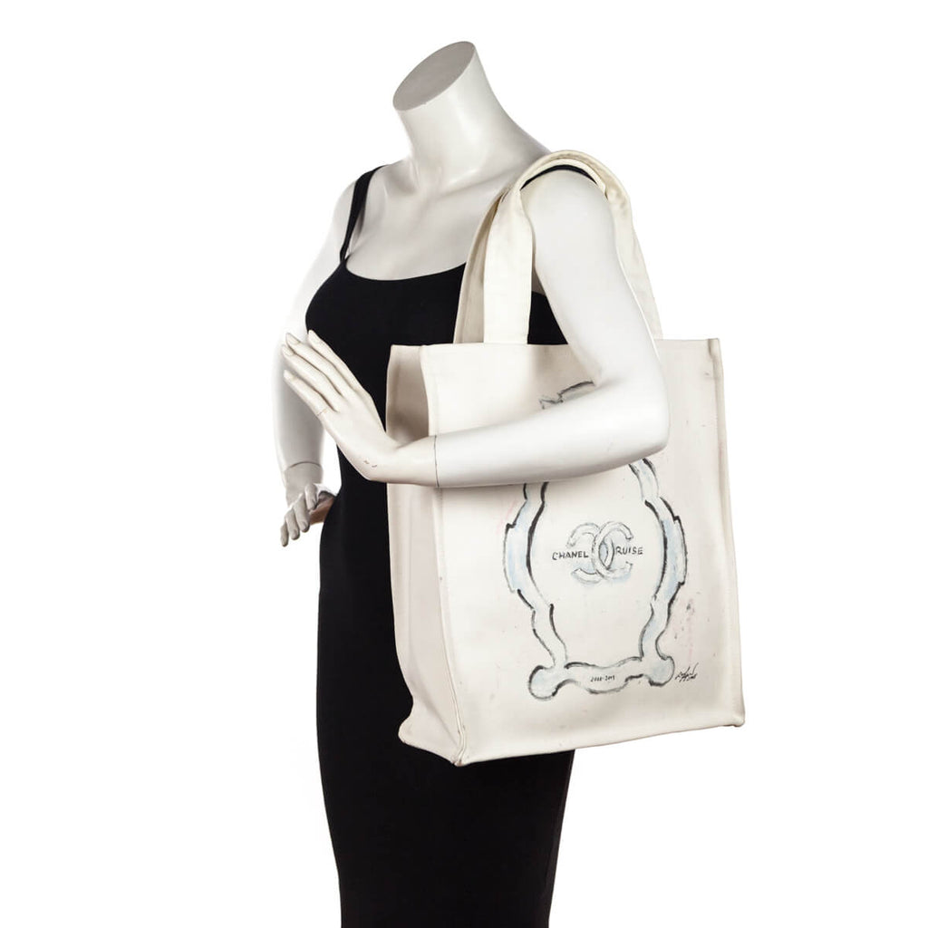 Chanel White Canvas Chanel Cruise Miami Tote