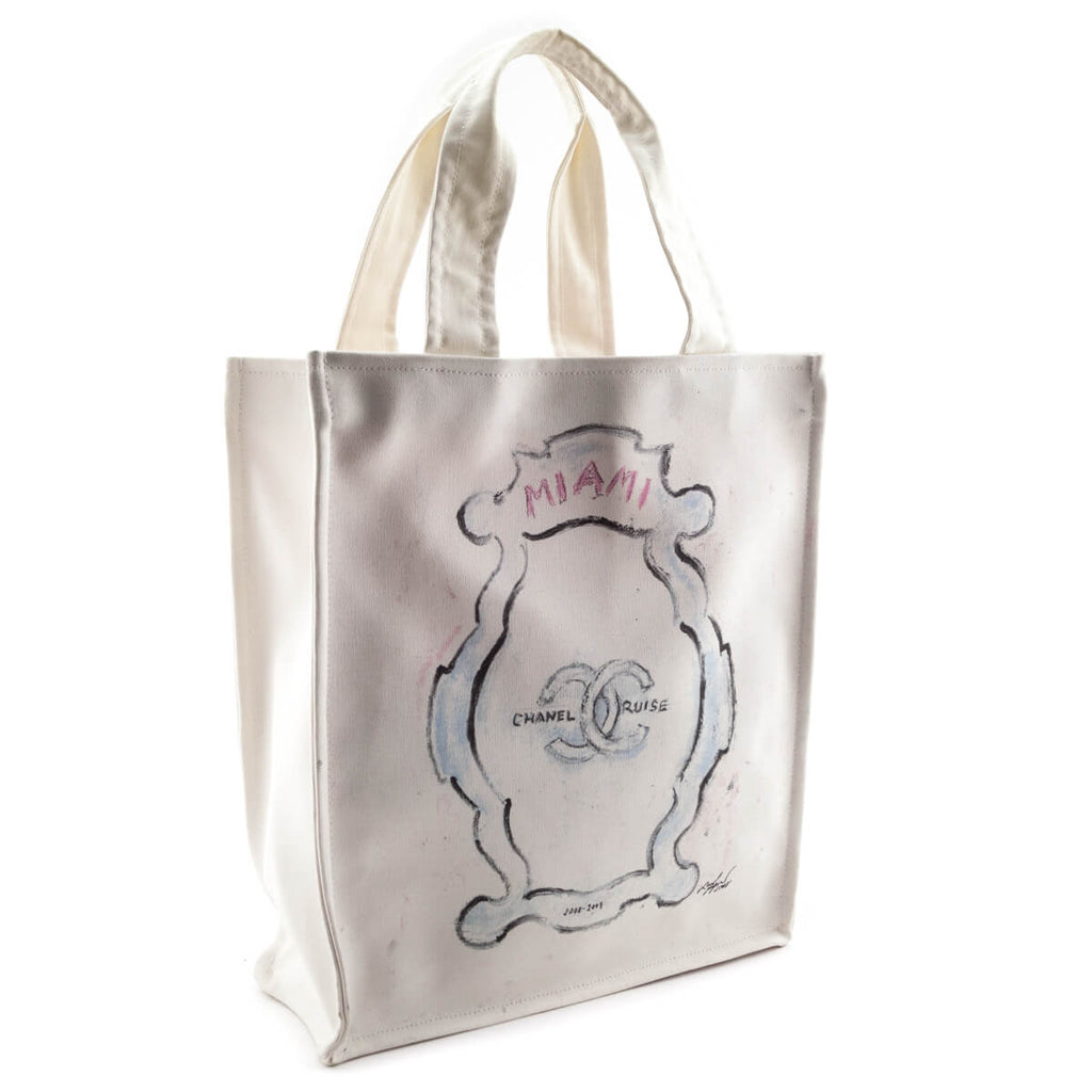 Chanel White Canvas Chanel Cruise Miami Tote