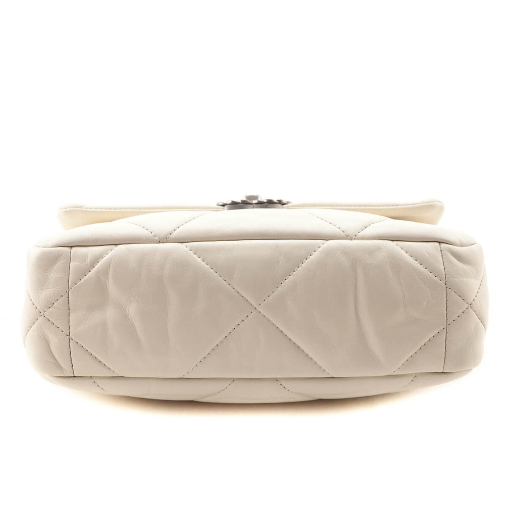 Chanel White Crumpled Calfskin Quilted Medium Chanel 19