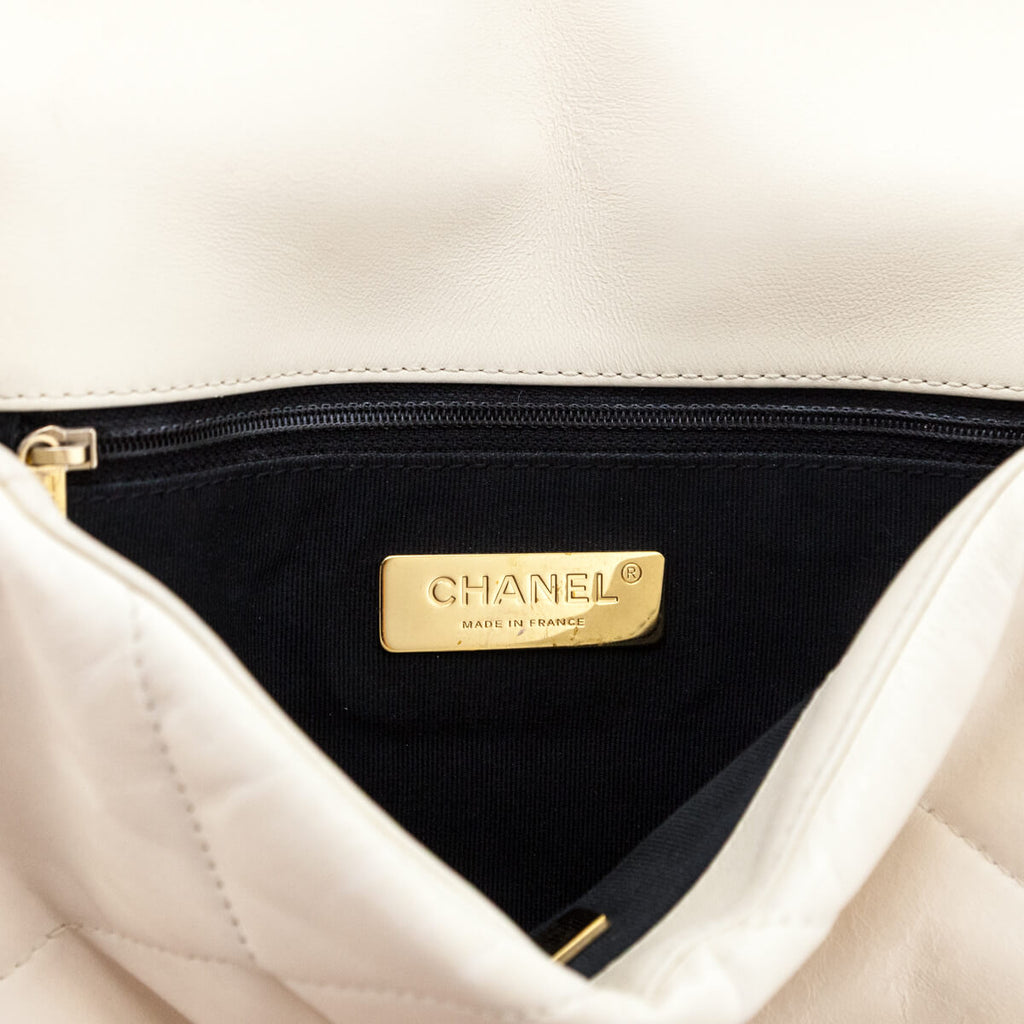 Chanel White Crumpled Calfskin Quilted Medium Chanel 19