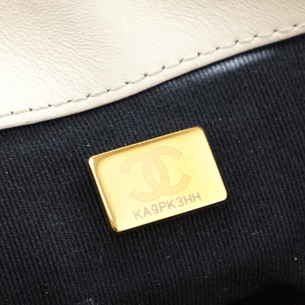 Chanel White Crumpled Calfskin Quilted Medium Chanel 19