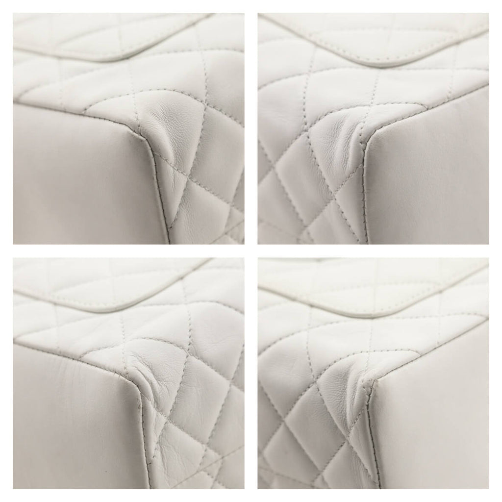 Chanel White Quilted Lambskin Vintage CC Tote Bag