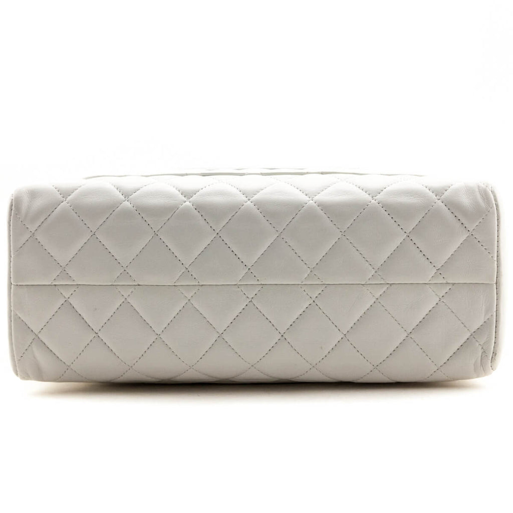 Chanel White Quilted Lambskin Vintage CC Tote Bag