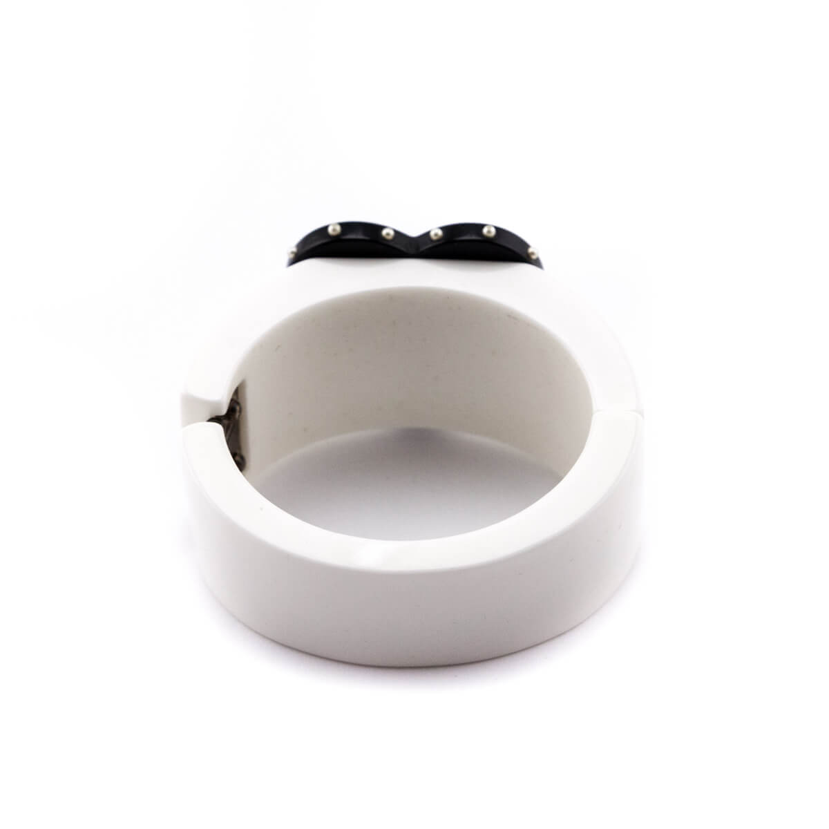 Chanel White & Black Valentine Heart Resin Cuff