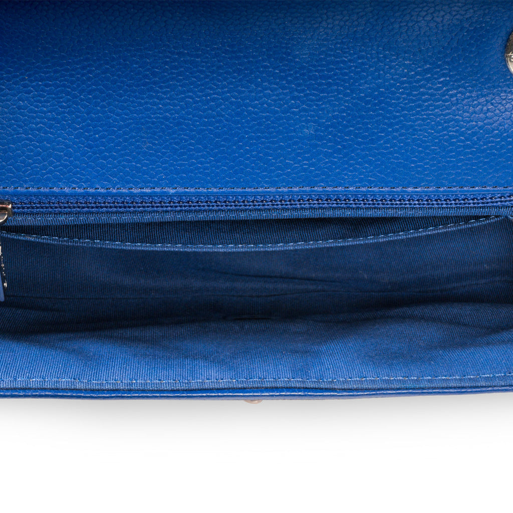 Chanel Blue Chevron Single Flap Bag