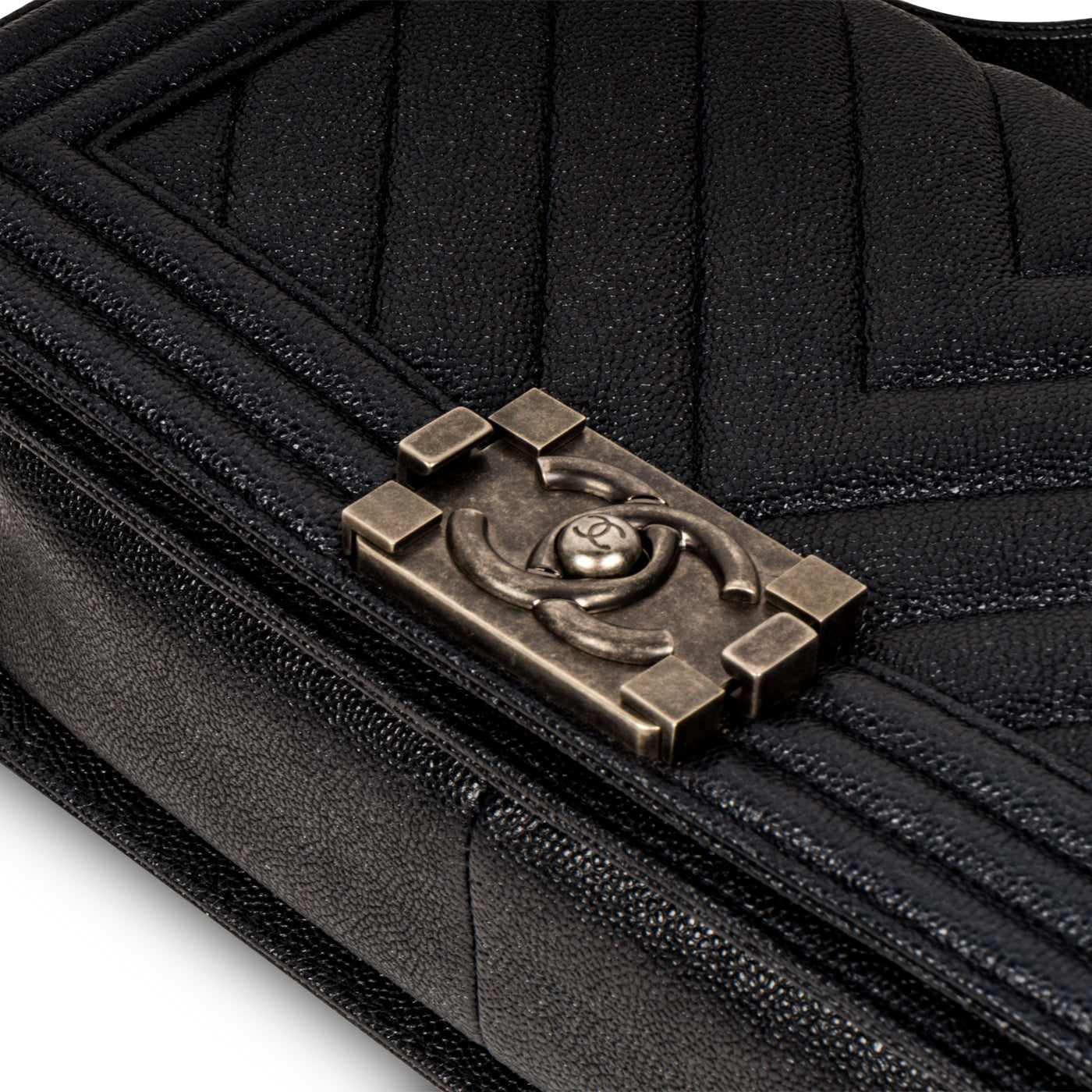 Chanel Chevron Boy Bag Medium - Blue Caviar