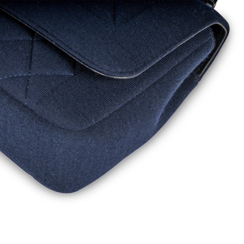 Chanel Classic Flap Bag - Jersey Fabric - Navy