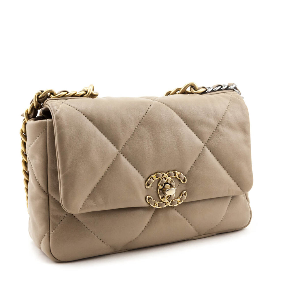 Chanel Beige Lambskin Quilted Medium Chanel 19