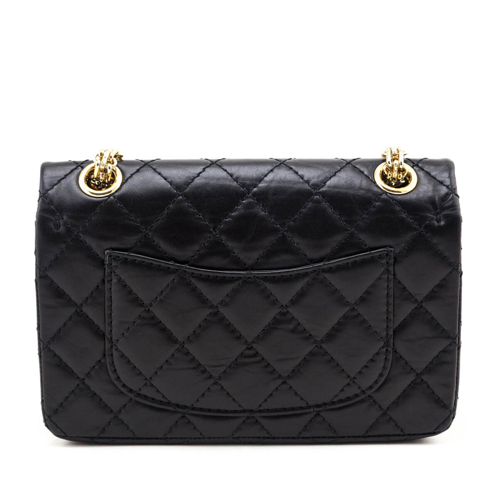 Chanel Black Aged Calfskin Quilted 2.55 Reissue Mini Flap Bag