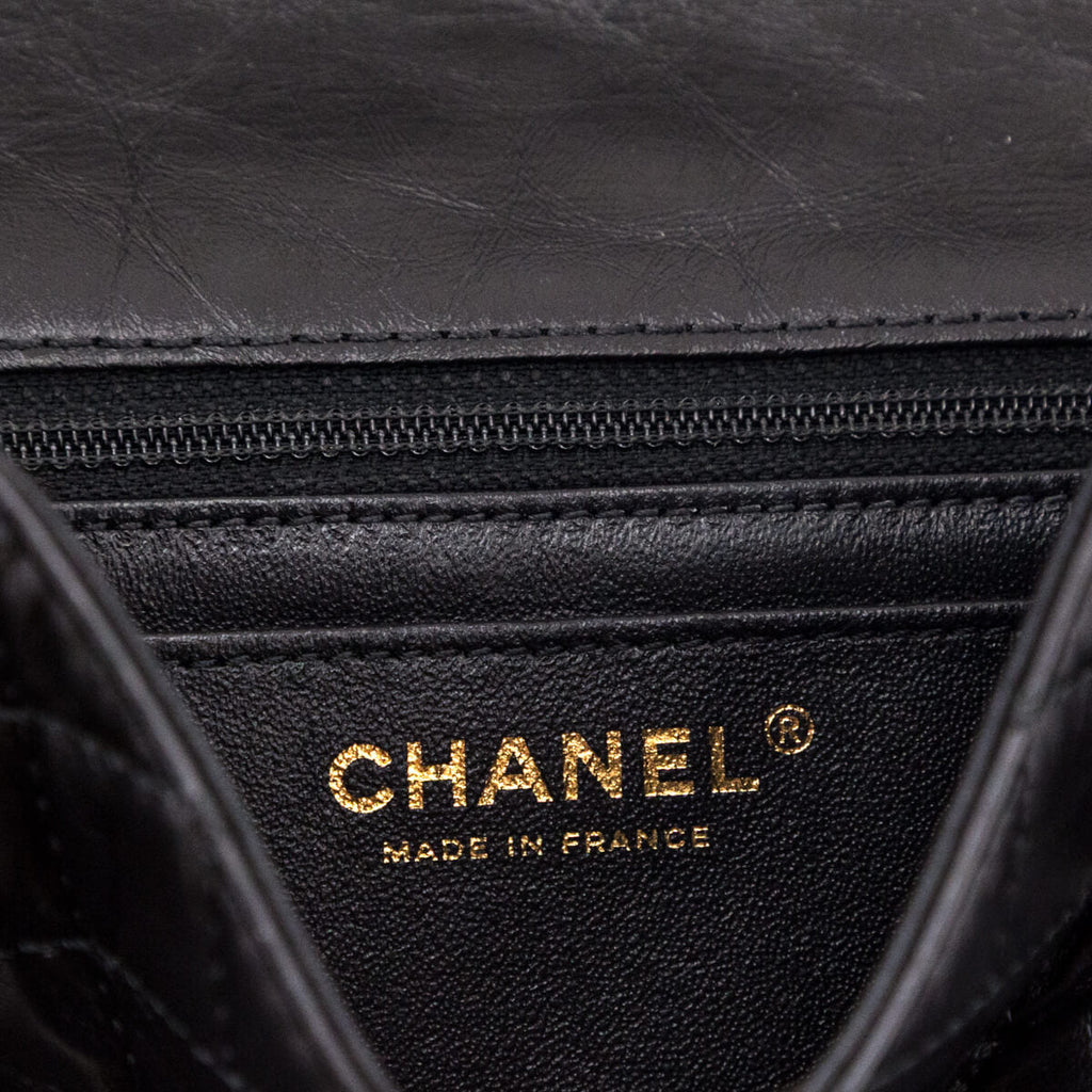 Chanel Black Aged Calfskin Quilted 2.55 Reissue Mini Flap Bag