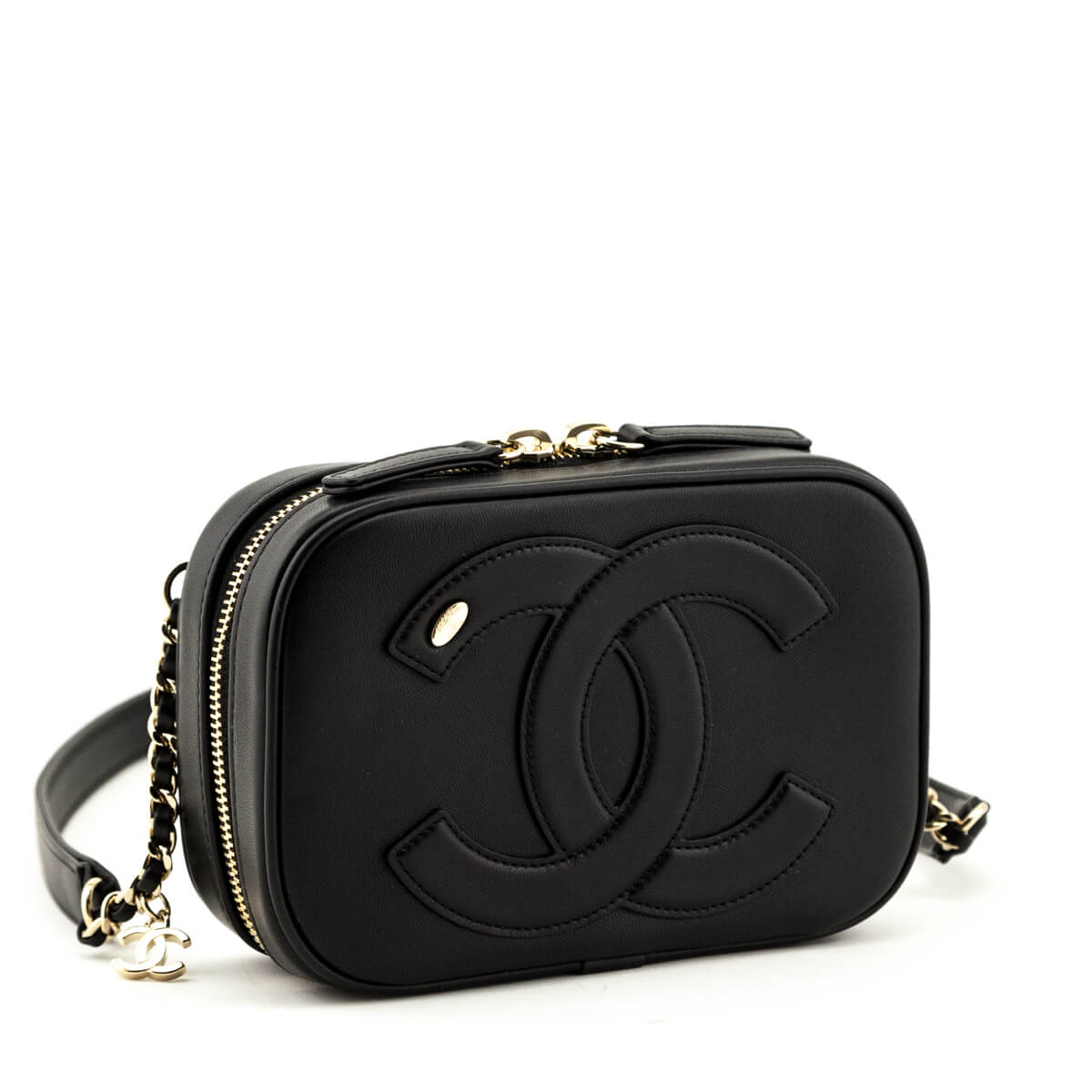 Chanel Black Lambskin CC Mania Waist Bag