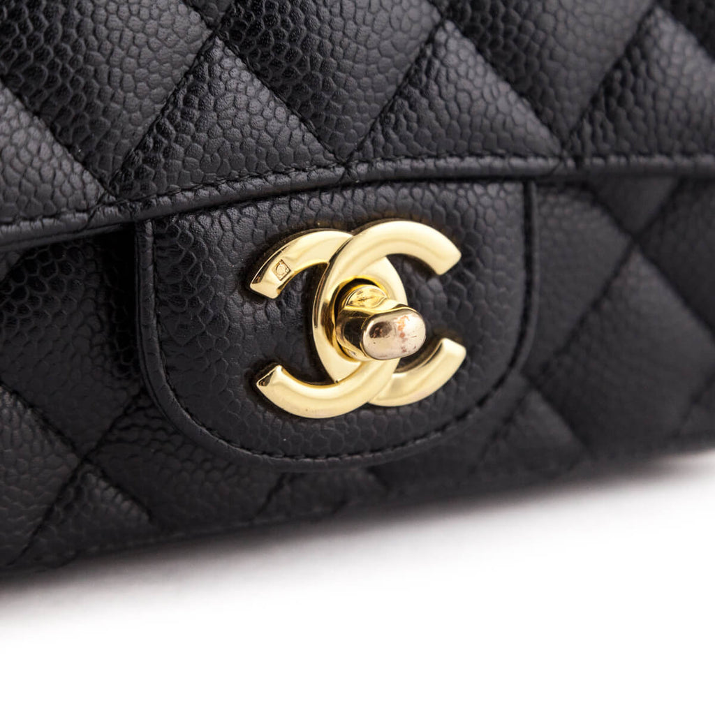 Chanel Black Quilted Caviar Mini Square Flap Bag