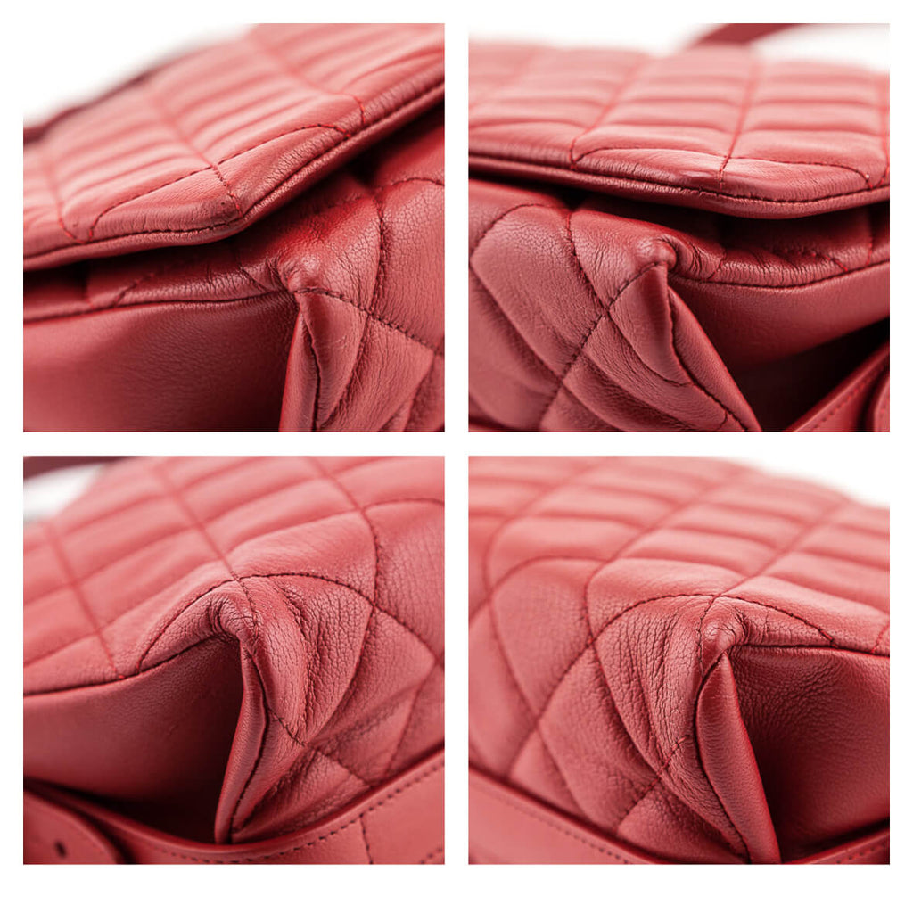Chanel Red Quilted Goatskin Large City Rock Flap Bag