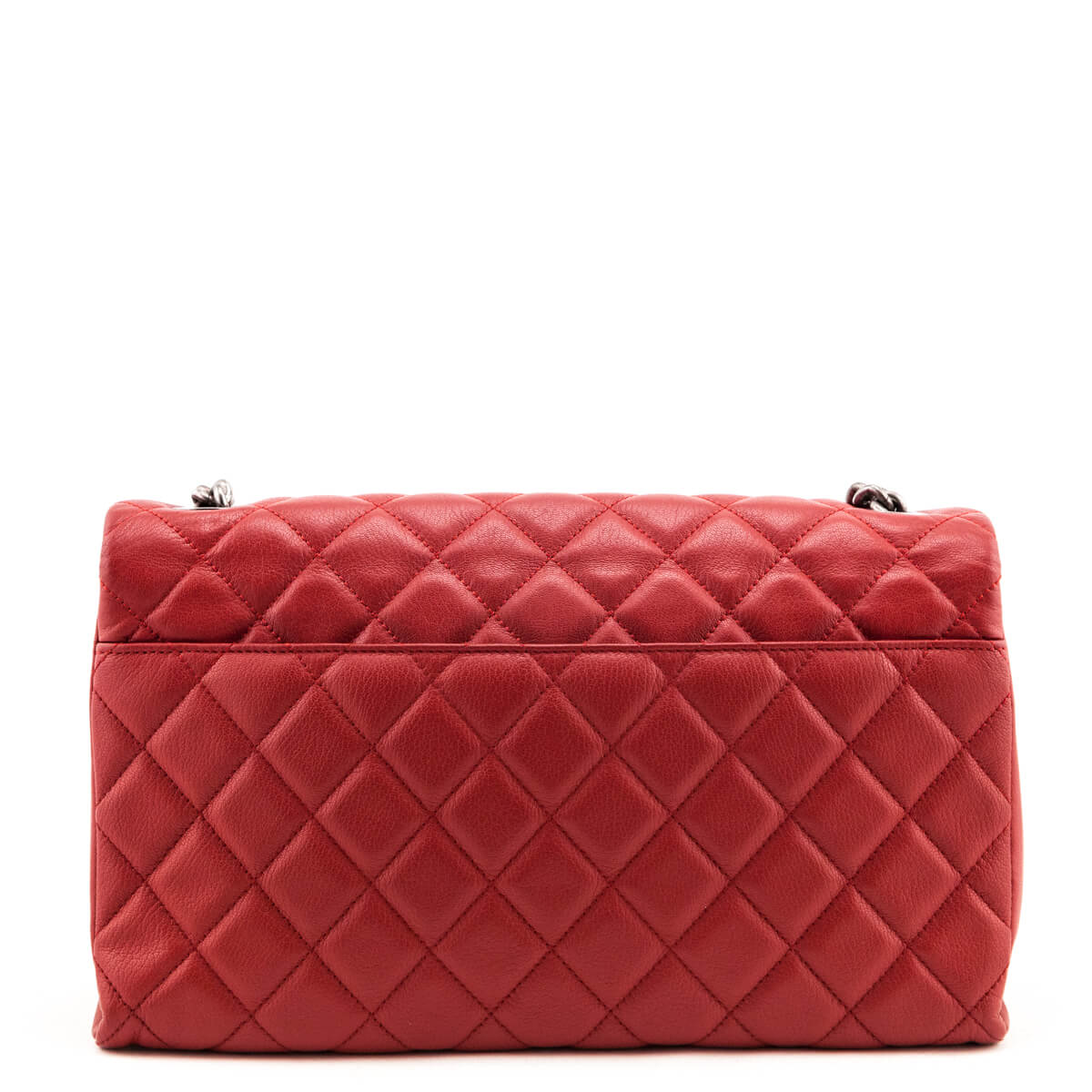 Chanel Red Quilted Goatskin Large City Rock Flap Bag