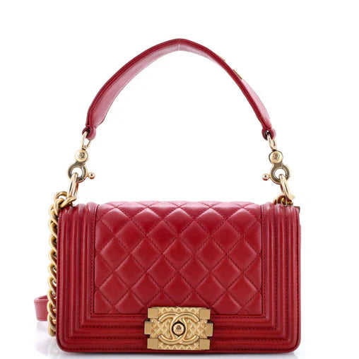 Chanel Top Handle Boy Bag Quilted Calfskin Small