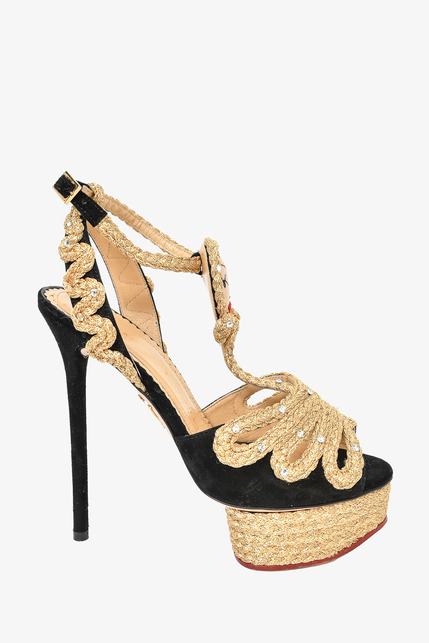 Charlotte Olympia Gold Metallic 'Doll' Platform Heels Size 35