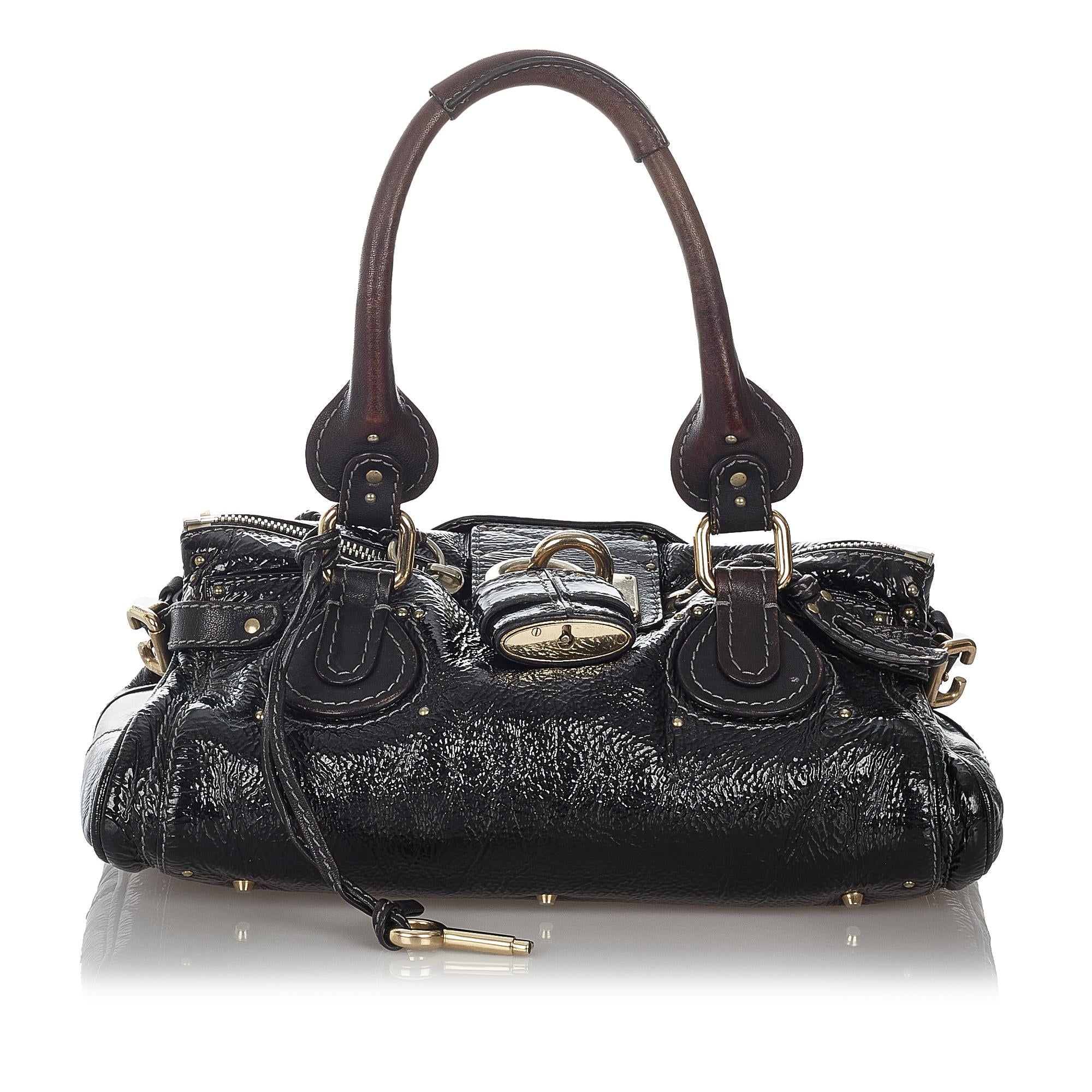 Chloe Paddington Patent Leather Handbag (SHG-26963)