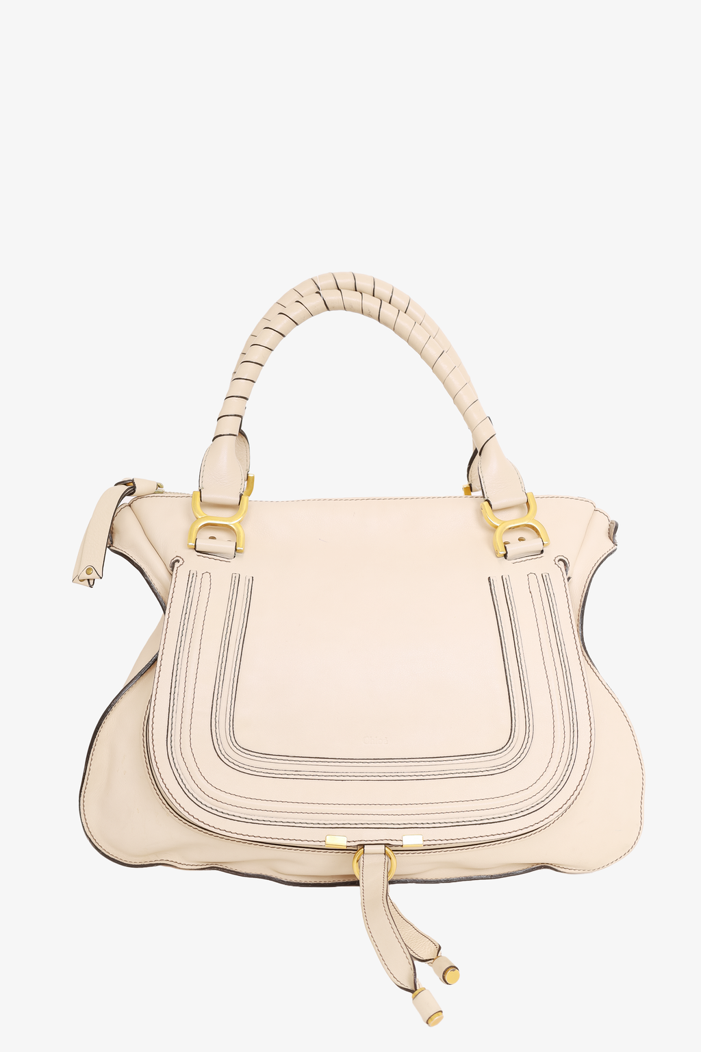 Chloe Beige Calfskin Large Marcie Shoulder Bag
