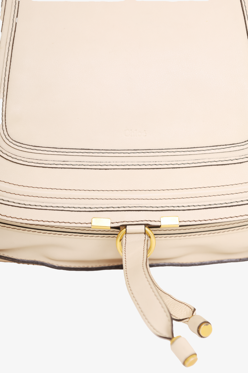 Chloe Beige Calfskin Large Marcie Shoulder Bag