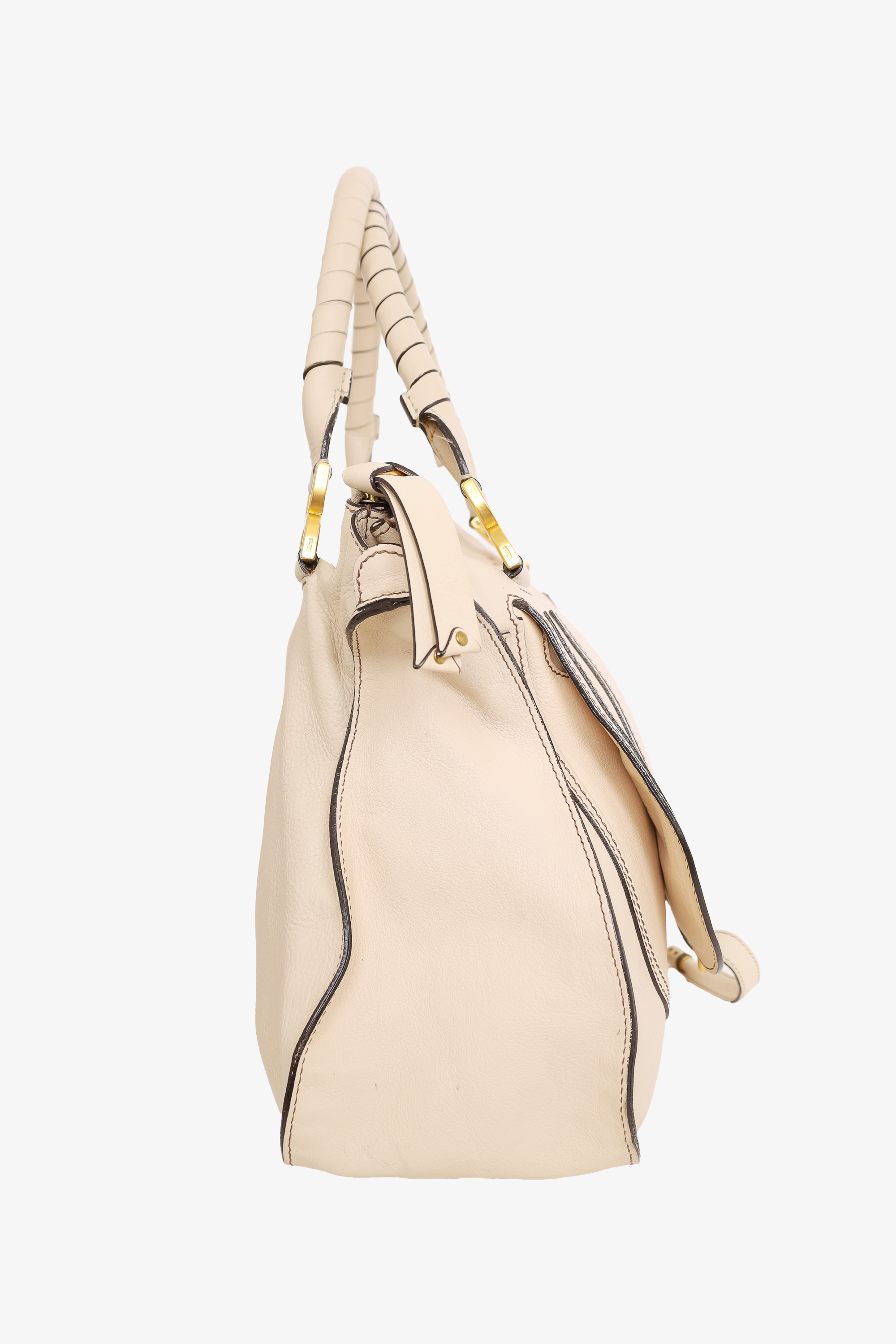 Chloe Beige Calfskin Large Marcie Shoulder Bag