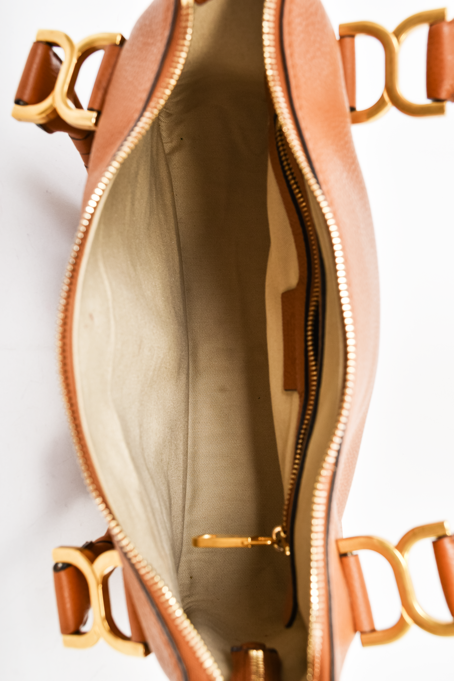 Chloe Brown Grained Leather Medium Marcie Shoulder Bag with Strap