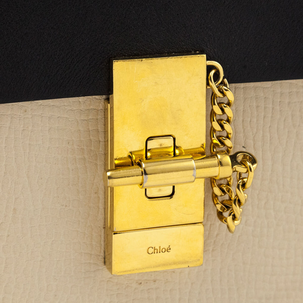 Chloe Ivory & Black Grained Calfskin Lambskin Mini Bi-Color Drew Shoulder Bag