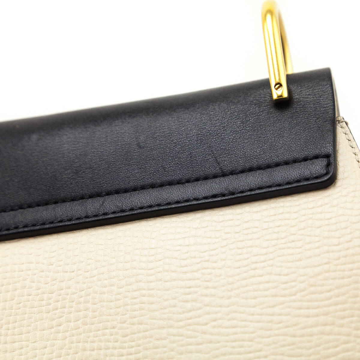 Chloe Ivory & Black Grained Calfskin Lambskin Mini Bi-Color Drew Shoulder Bag