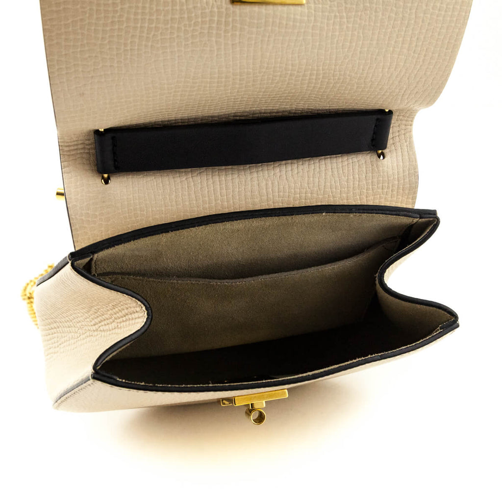 Chloe Ivory & Black Grained Calfskin Lambskin Mini Bi-Color Drew Shoulder Bag