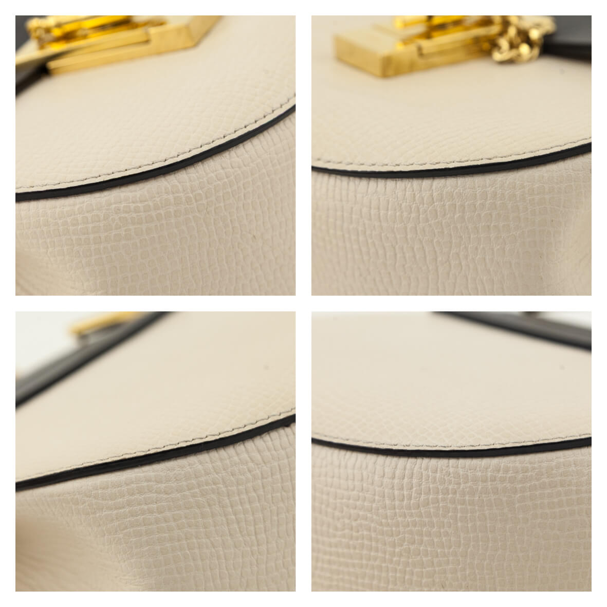 Chloe Ivory & Black Grained Calfskin Lambskin Mini Bi-Color Drew Shoulder Bag