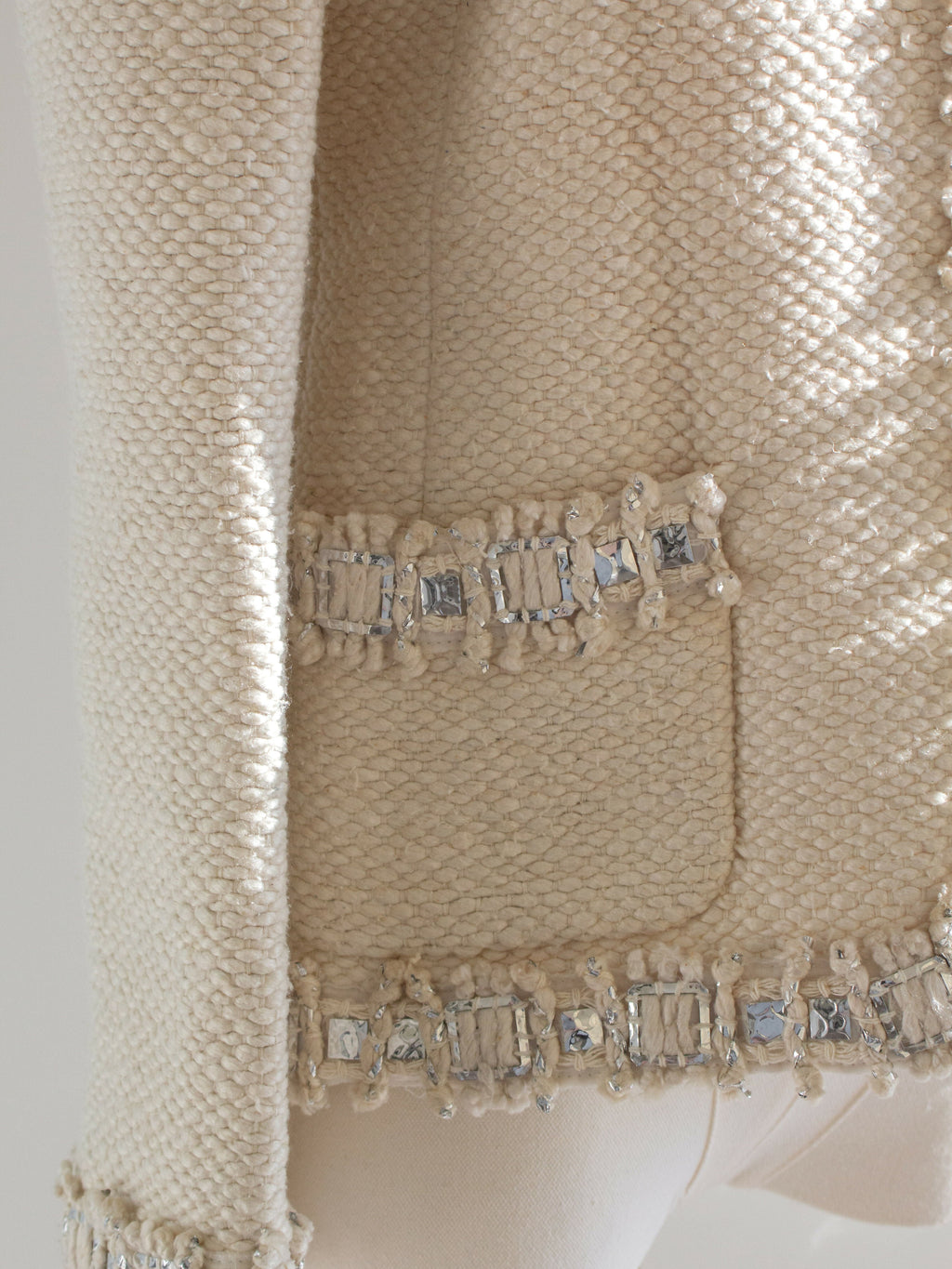 Chanel Pre-Fall 2012 Bombay Ecru Silver Embellished Tweed 12A Jacket