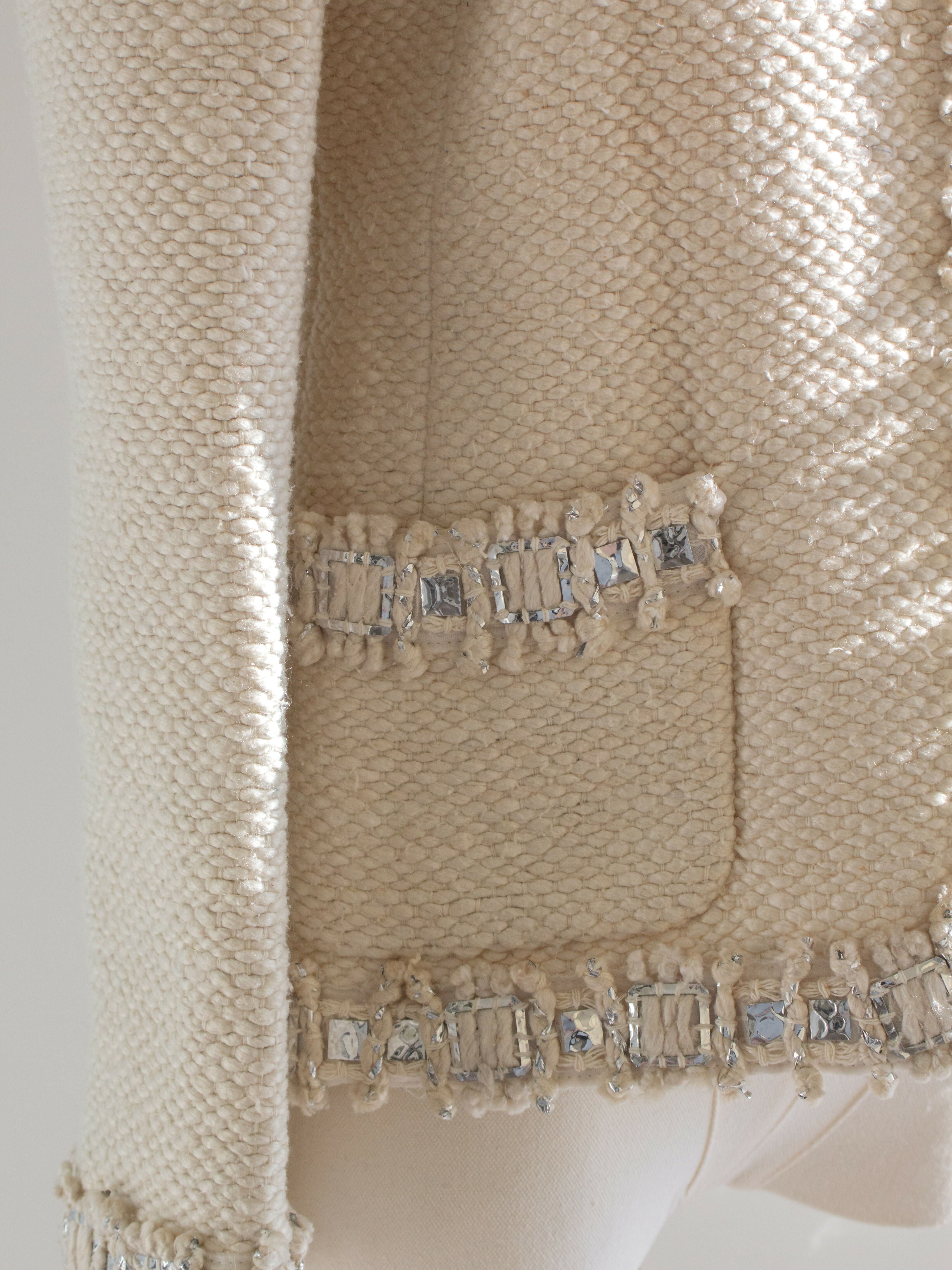 Chanel Pre-Fall 2012 Bombay Ecru Silver Embellished Tweed 12A Jacket