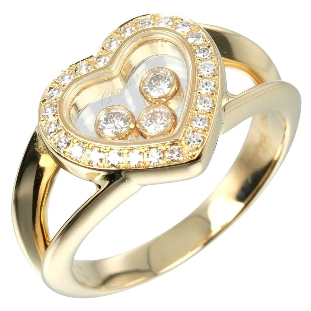 CHOPARD 18K YELLOW GOLD HAPPY DIAMONDS HEART RING