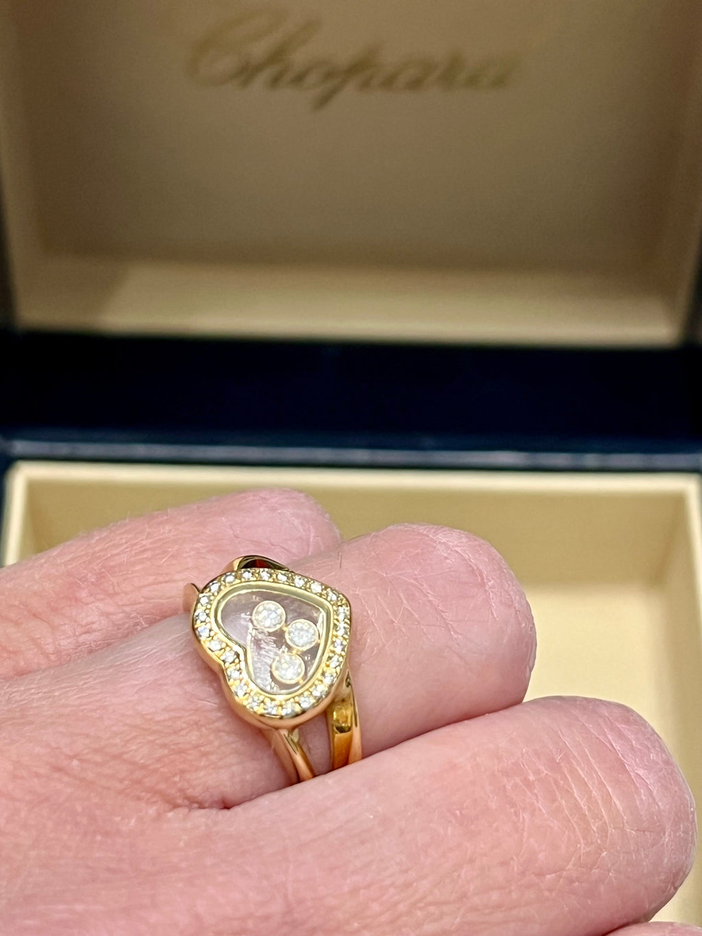 CHOPARD 18K YELLOW GOLD HAPPY DIAMONDS HEART RING