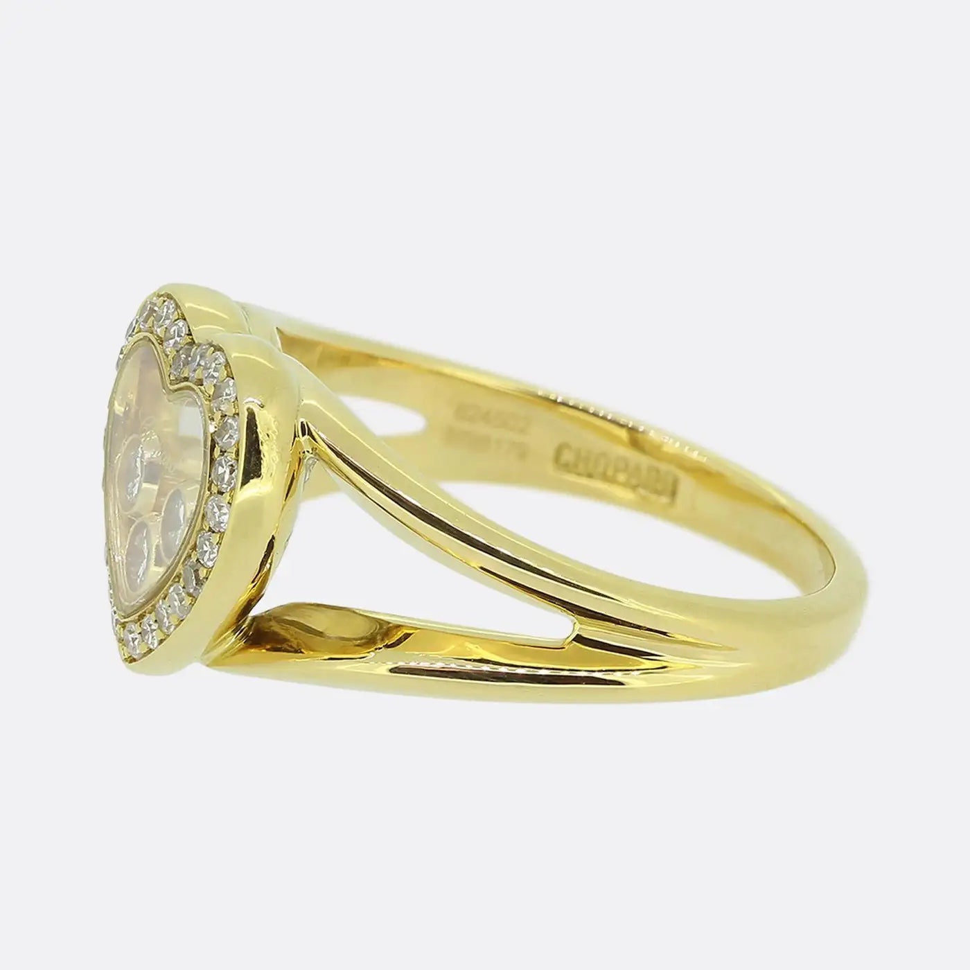CHOPARD 18K YELLOW GOLD HAPPY DIAMONDS HEART RING